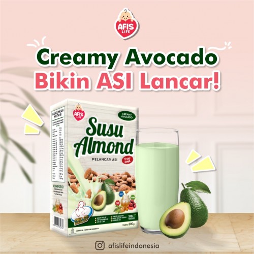Afis Life Susu Almond Pelancar Asi Sample 60 gr - Creamy Avocado / Alpukat